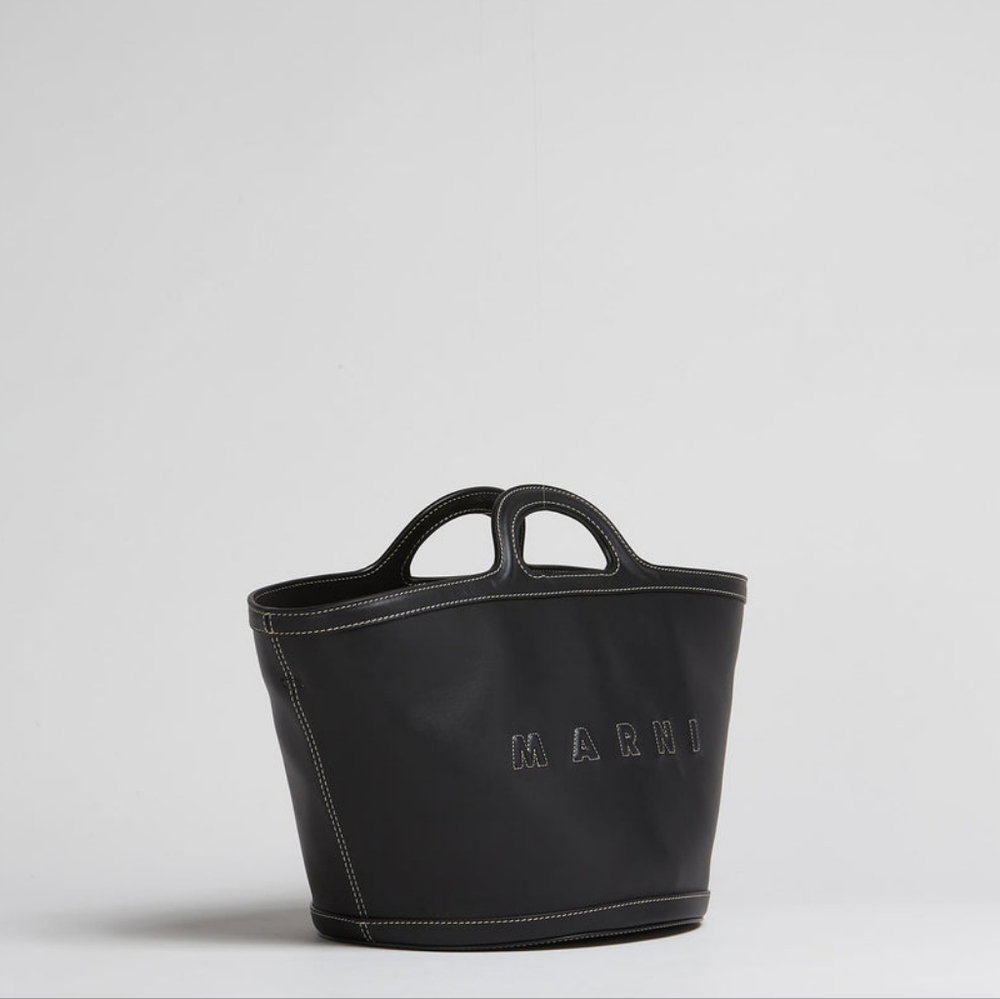 Marni Small Black Leather Tote Handbag NWT - Picture 7 of 8